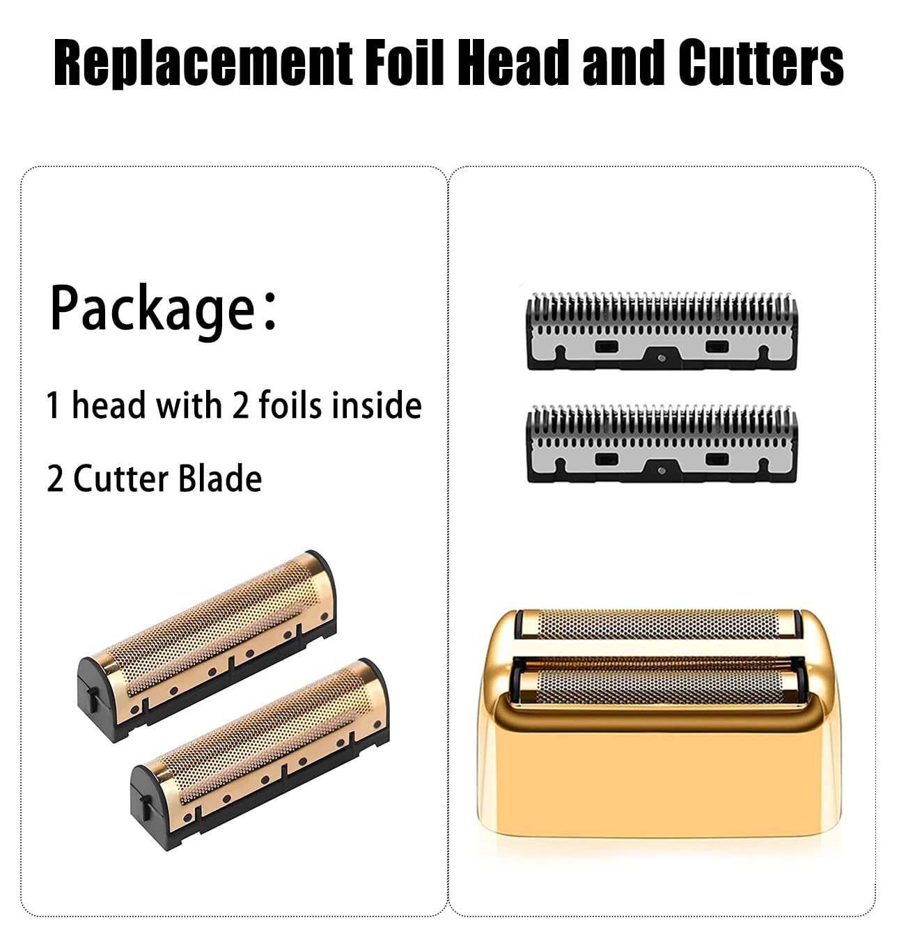 Juego de cortadores de papel de aluminio para afeitadora Babyliss Kaynway Professional Replacement emnet Cutter Blade para BaBylissPRO Barberology Metal Double Foil Shaver FX – Incluye 2 láminas, 2 cuchillas, 1 cubierta de cortador