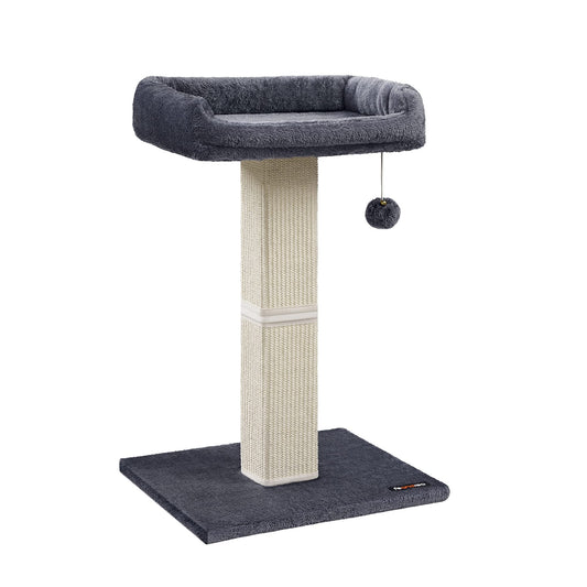 Feandrea Rascador para Gatos, Árbol para Gatos, Altura de 68 cm, Poste de Rascado con Plataforma, Poste de Sisal, con Pompón, Gris Oscuro MPCA022G01