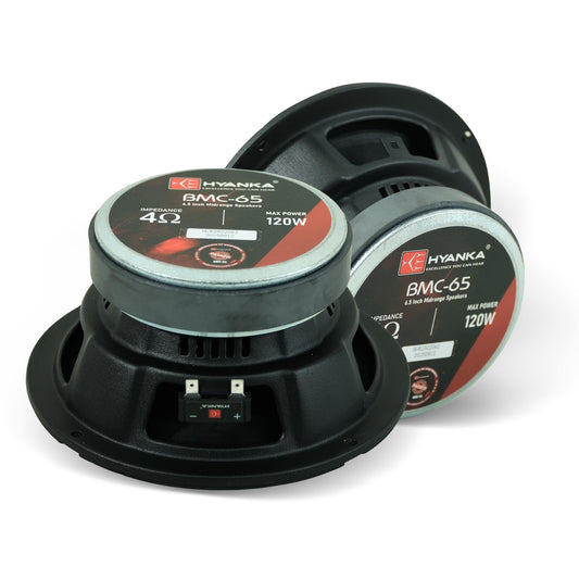 H YANKA BMC-65 6.5 altavoces de rango medio para coche, 480 W, 4 ohmios, diseño de bala con cesta de acero negro, sonido sin distorsión, ideal para coches, camiones y mucho más. (1 par)