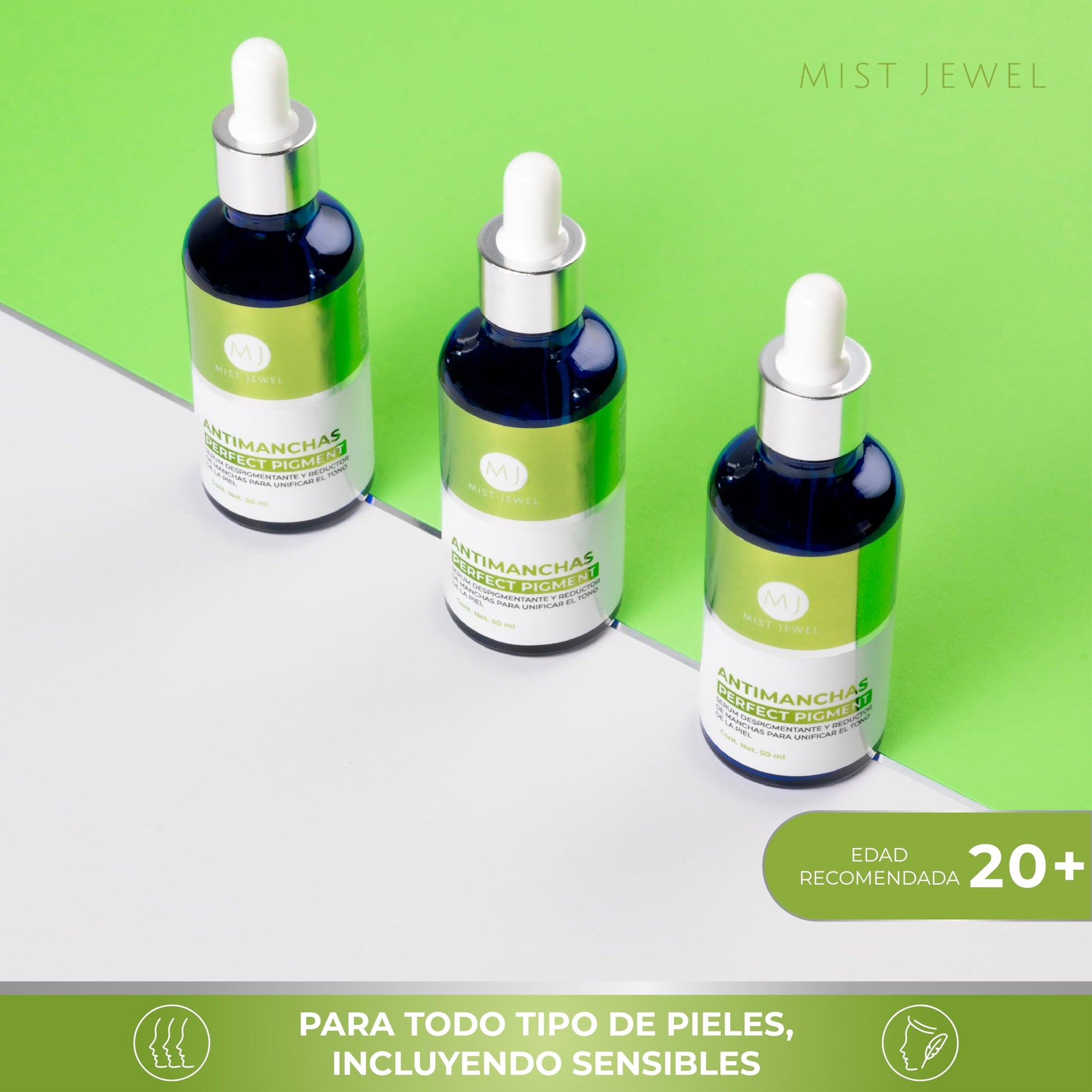 MIST JEWEL | Serum reductor de pigmentacion aclarador para manchas faciales en la piel, Suero facial antimanchas adicionado con vitamina C y E para unificar el tono y reducir hiperpigmentación 50ml