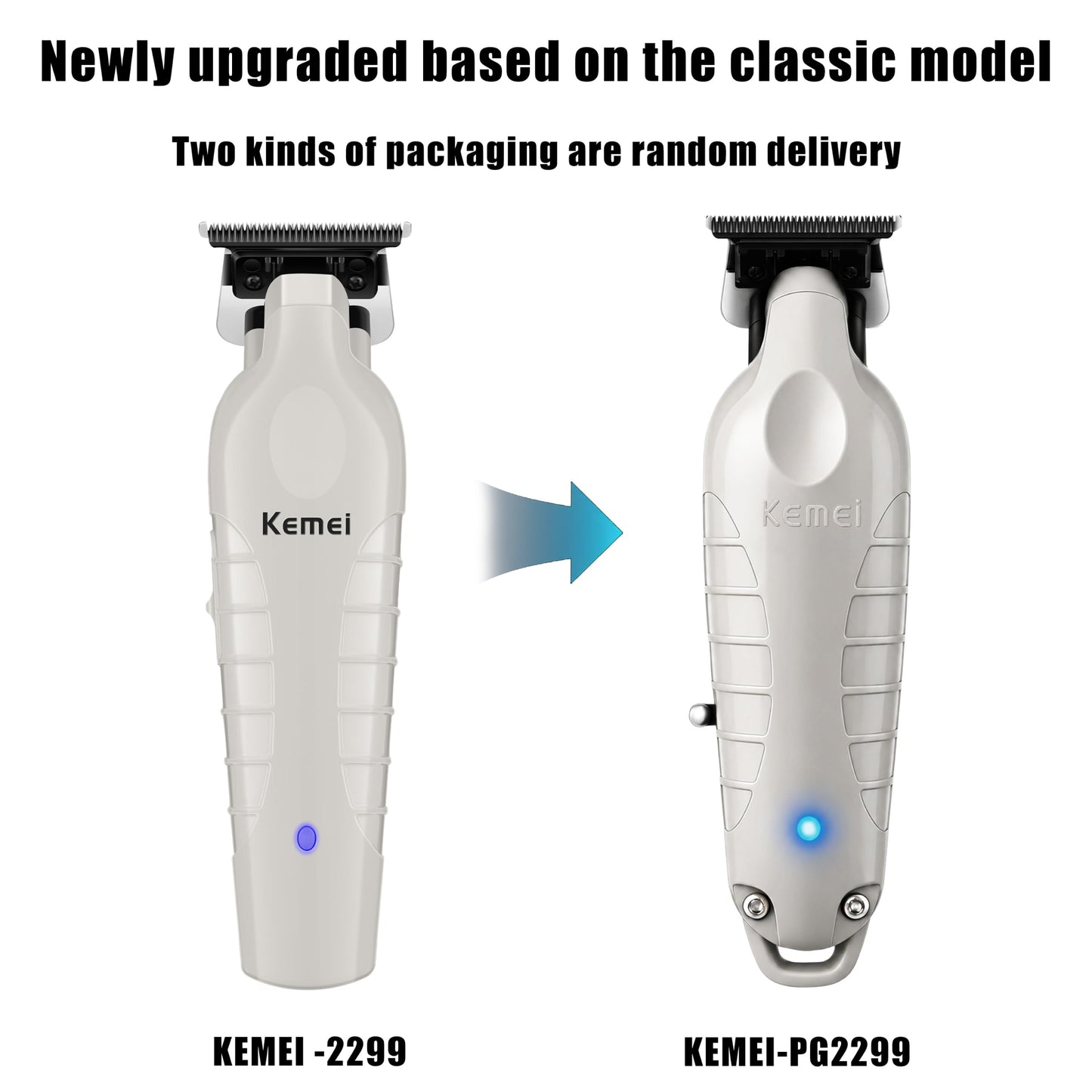 KEMEI PG2299 Cortadora de barba y pelo para hombres profesional, cortadora de pelo sin huecos para hombres, recortadora inalámbrica para peluqueros, gris