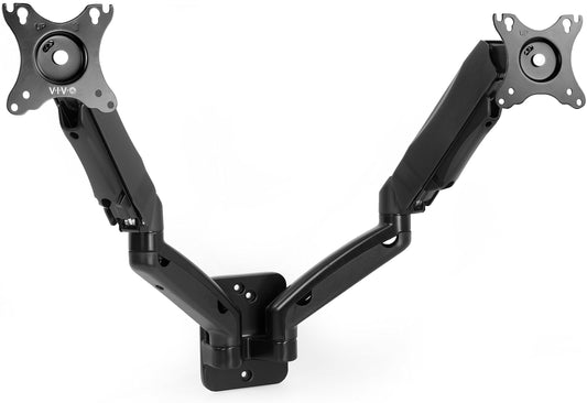 Soporte de Pared VIVO Negro para Monitor de Brazo Neumático Ajustable de 2 Pantallas de 17 a 27 Pulgadas
