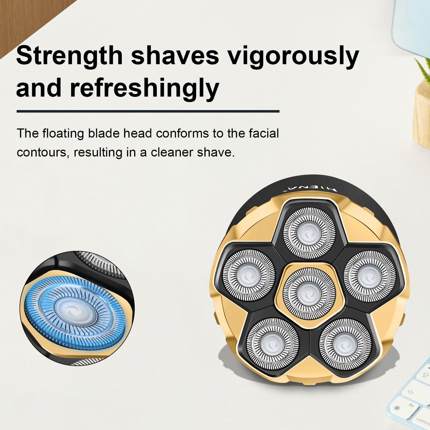 HIENA PRO - Afeitadora de cabeza para hombres calvos – Afeitadora giratoria magnética 6D, maquinilla de afeitar recargable con cabeza calva, IPX7 impermeable con pantalla LED, recargable por USB