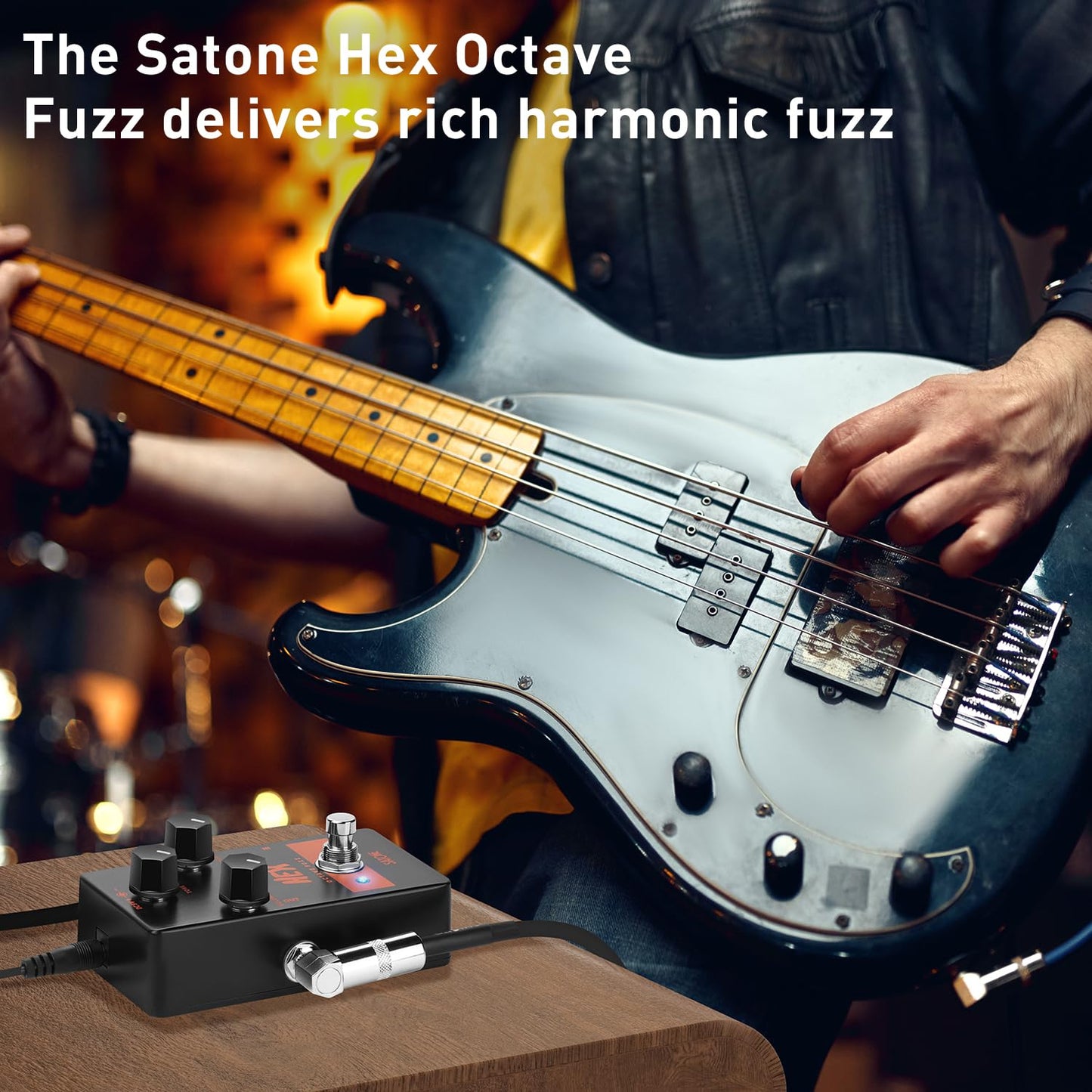 Pedal de Efecto de Guitarra Eléctrica Satone S804 Octava Hexagonal de Metal Acústico con Efecto Clásico y Bypass Verdadero