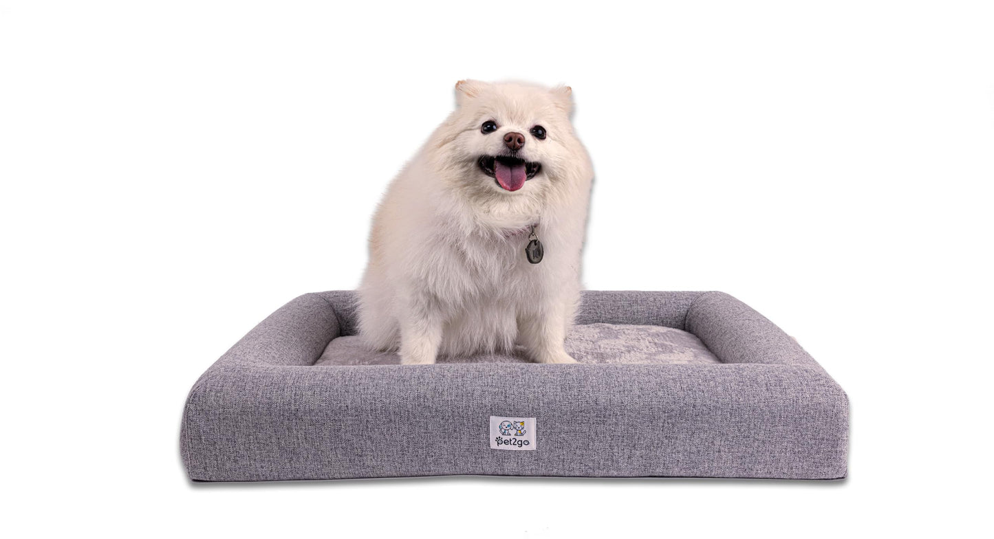 Cama Ortopédica para Mascota pet2go Gris Claro con Funda Removible y Lavable