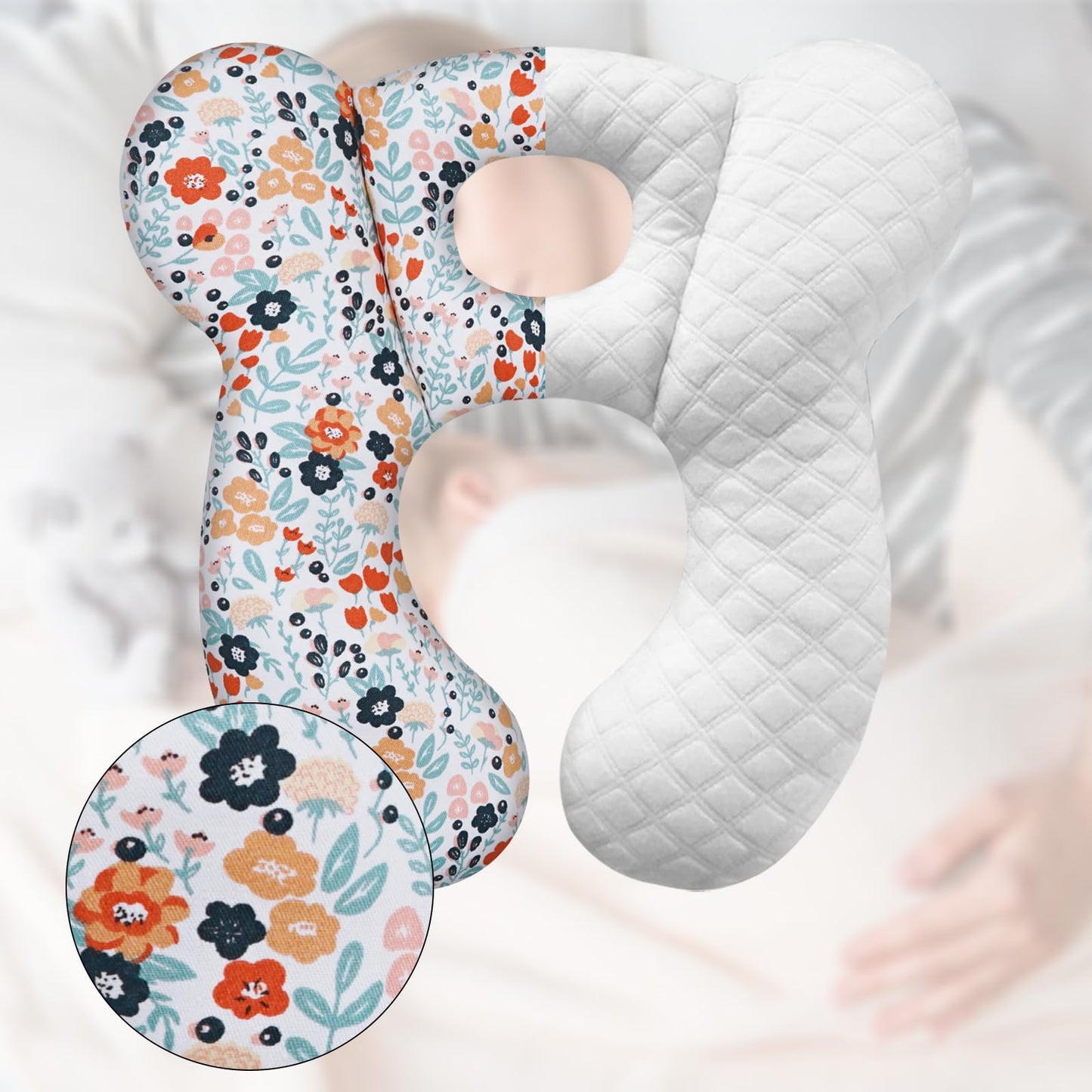 Almohada de viaje para bebé, cojín suave y agradable a la piel para asiento de coche, carriola y carriola (estilo M)