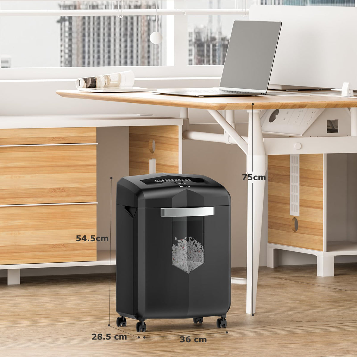 Destructora de Papel Bonsaii EverShred C149-C de 18 Hojas con Capacidad de 6 Galones y 4 Ruedas