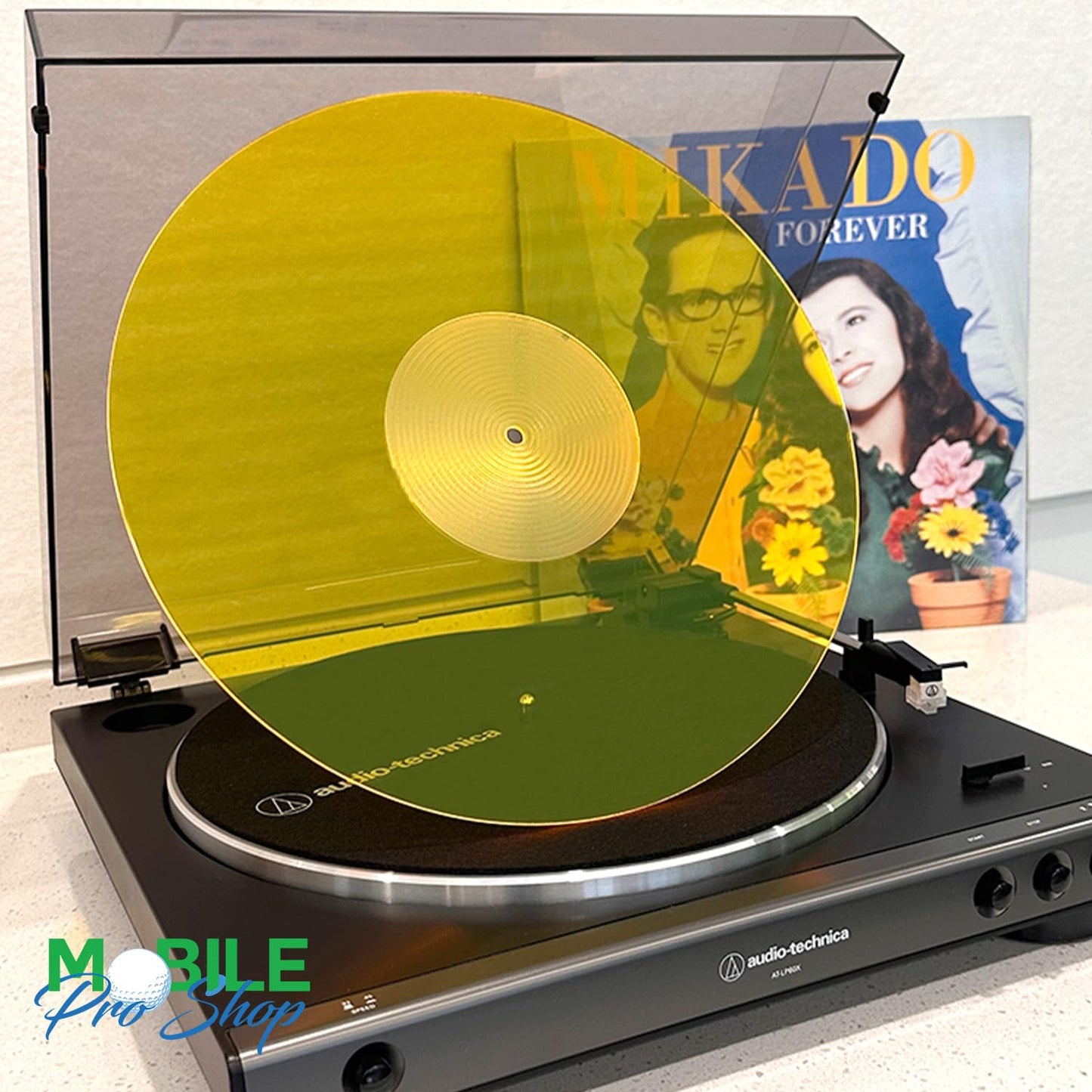 Mobile Pro Shop Turntable Acrylic Slipmat for Vinyl LP Record Players - 2.7mm Thick Provides Tighter Bass & Improves Sound Quality - 12" Platter Mat (Yellow_Lit)