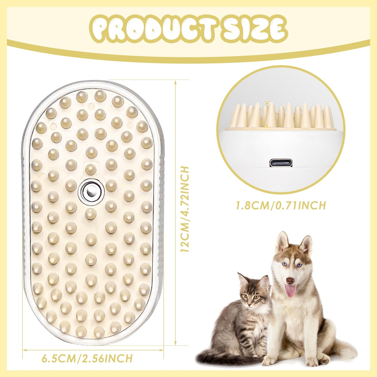 Hkpetbruh Cepillo De Aseo De Vapor Para Gatos Y Perros - Herramienta De Spa Para Mascotas Fácil De Limpiar Con Cepillo De Agua Y Tecnología De Depilación