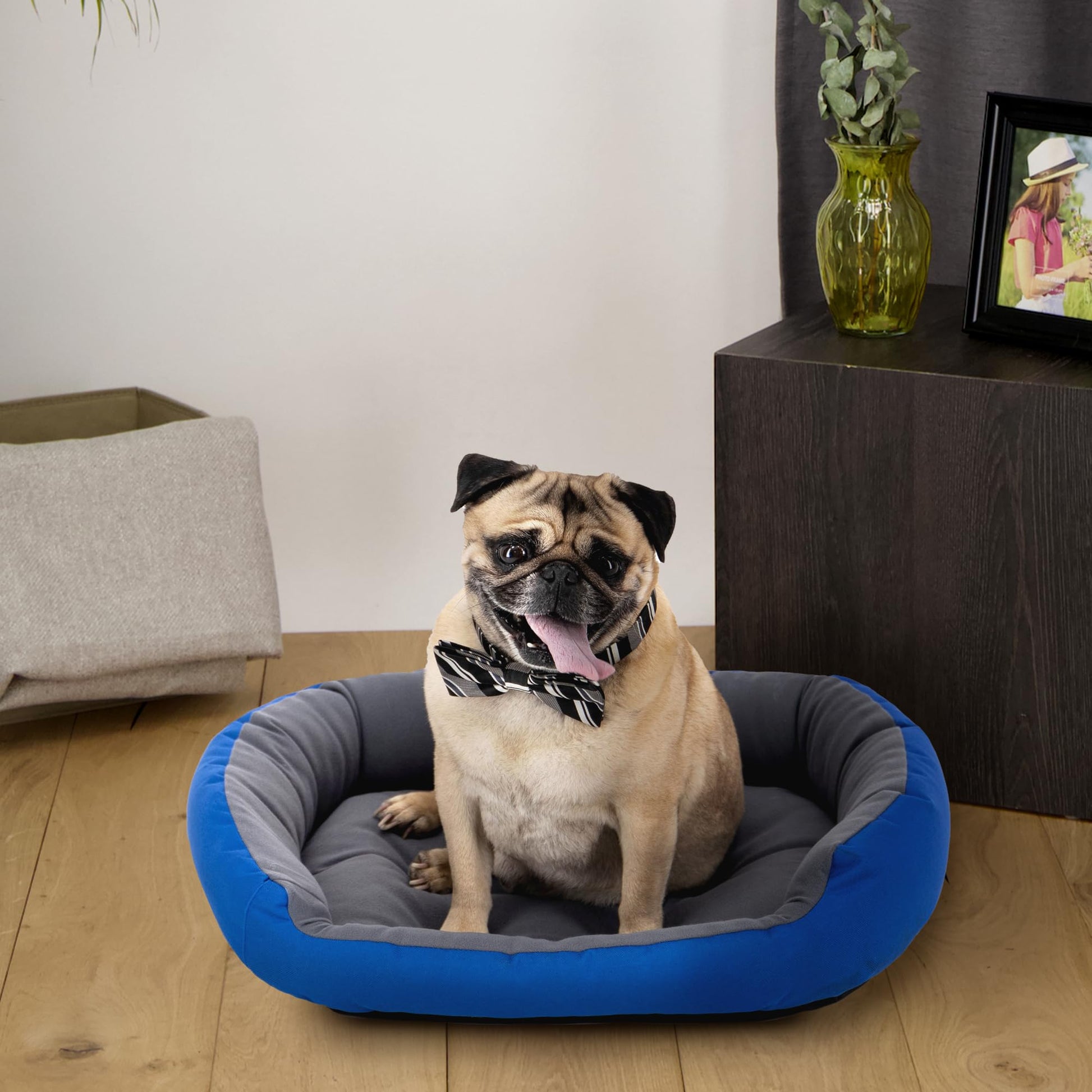 Cama para Perro Hills Azul/Gris Resistente y Confortable con Relleno Suave en Talla Small