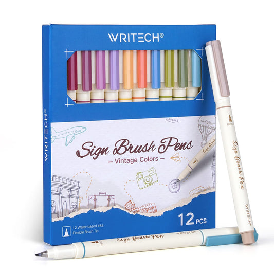 Marcador WRITECH Clásico Punta de Fieltro Tinta a Base de Agua Surtido 12 Colores Ideal para Letras y Caligrafía