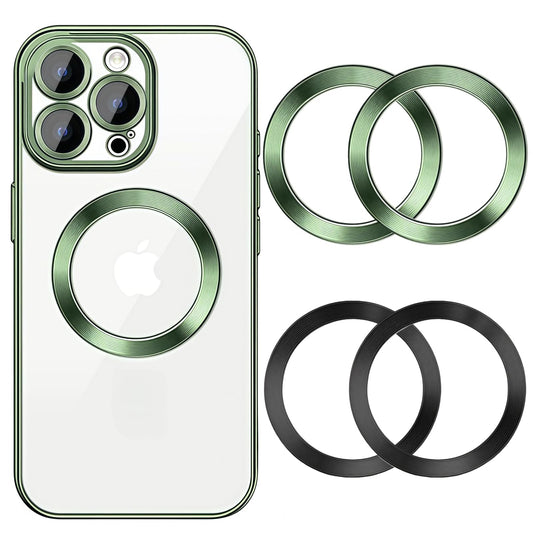 Anillos de Metal Universales Magsafe Multicolor Ultrafinos para Fundas y Carga Inalámbrica (2 Verdes + 2)