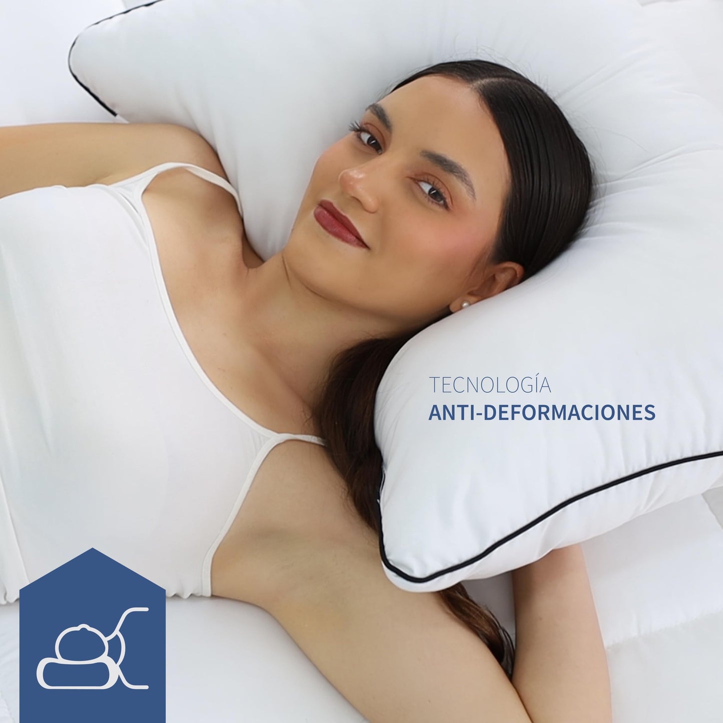 Almohadas TESSO HOME Negro Firmeza Media Hipoalergénicas y Suaves Tecnología Down Alternative King Size