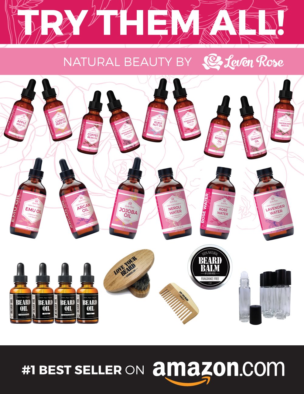 Rosehip Seed Oil by Leven Rose - 100% Pure Organic Unrefined Cold Pressed Anti Aging Moisturizer for Hair Skin and Nails - 4 oz