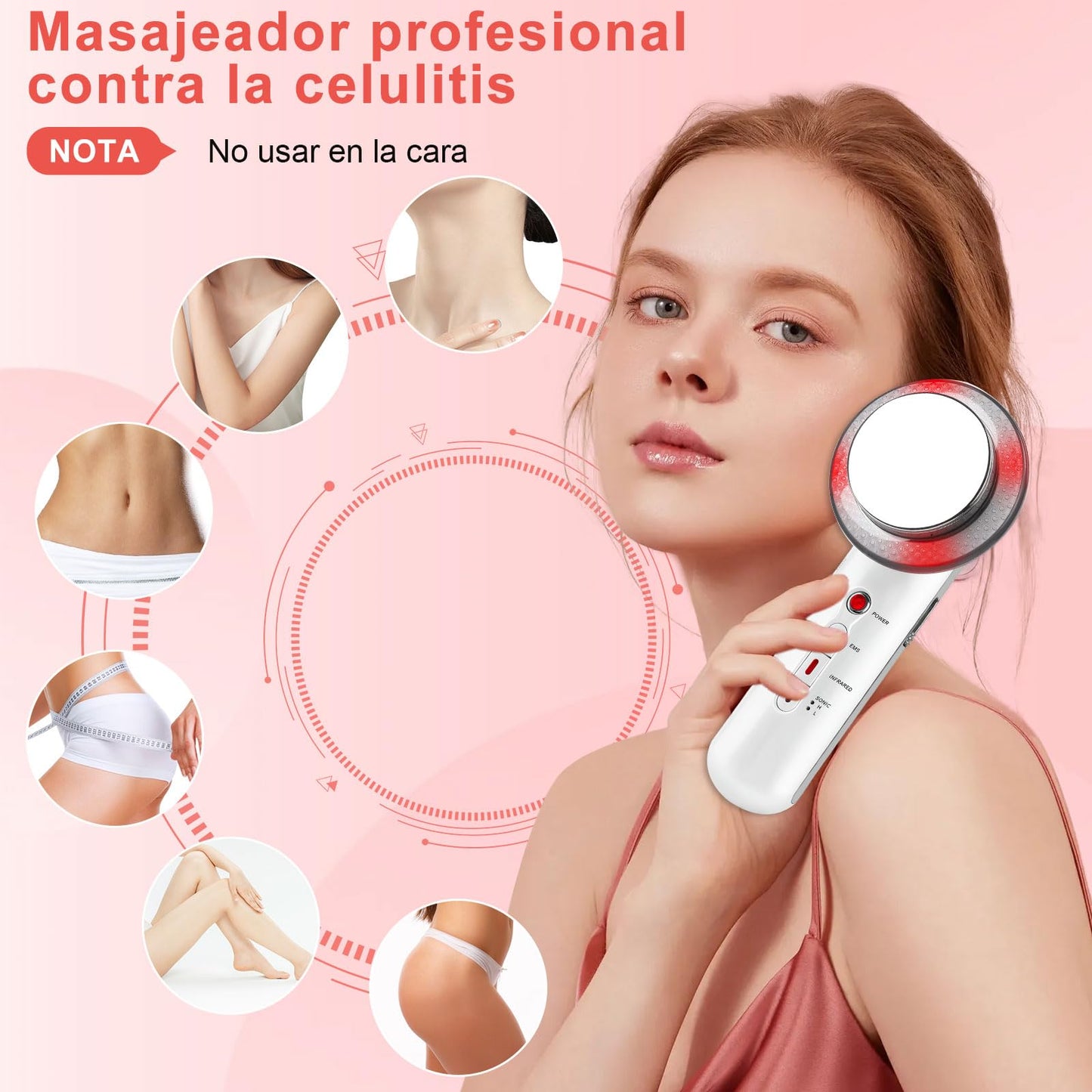 Masajeador Ultrasónica de Cavitación 3 en 1, EMS Terapia de Luz Infrarroja, Ultrasonido Fisioterapia Máquina Dispositivo Eléctrico,Masajeador Multifuncional para Rostro Mano Brazo Cuello Pie Cuerpo