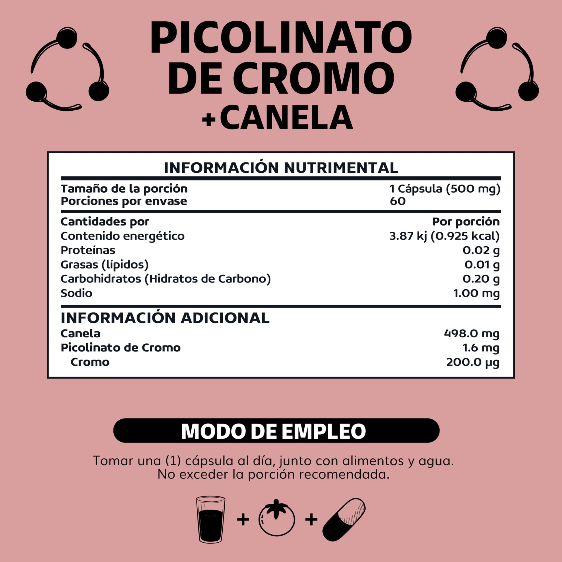 Beyond Vitamins | Picolinato de Cromo con Canela, Cápsulas VCaps, 1 cápsula diaria (60 Cápsulas)