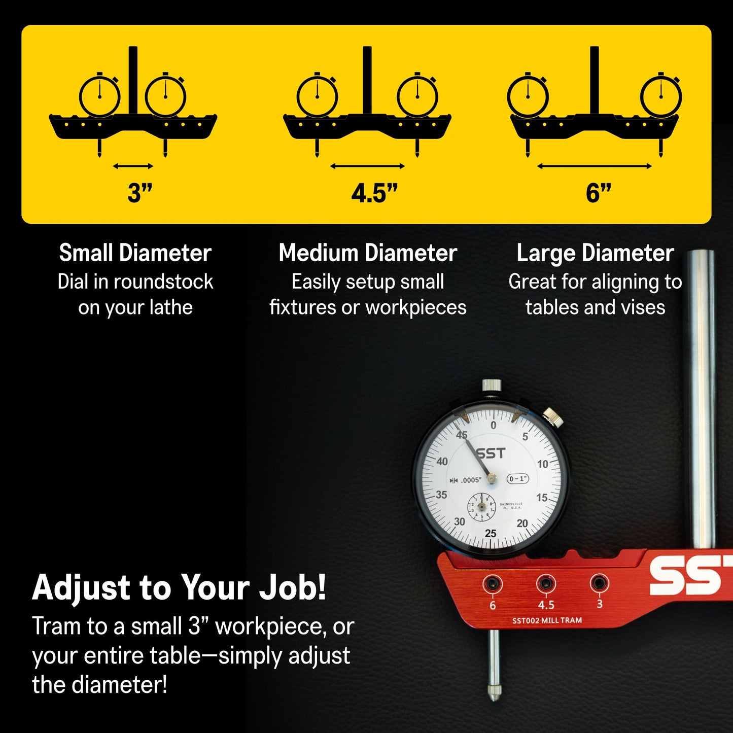 Sistema Regular de Tranvía SST Preciso y Potente para Calibración de Máquina con Indicadores de Esfera de 0 Pulgadas para Desalineación Angular