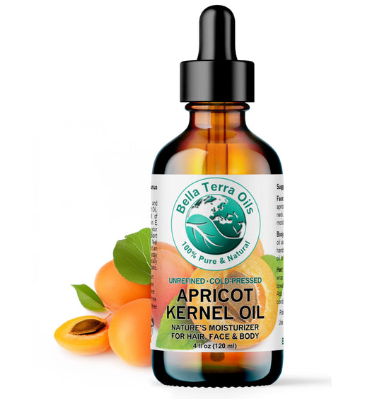 Apricot Kernel Oil 4 oz 100% Pure Cold-pressed Unrefined Organic - Bella Terra Oils