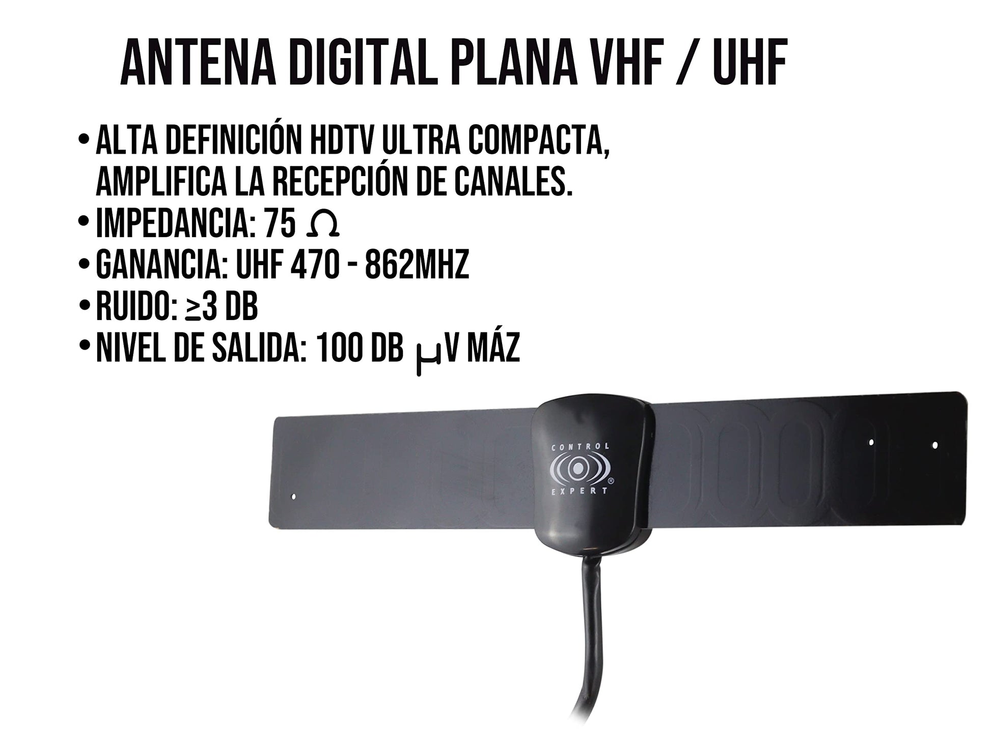 CONTROL EXPERT Antena para TV Digital Interior HDTV 4K Full HD Cable Coaxial