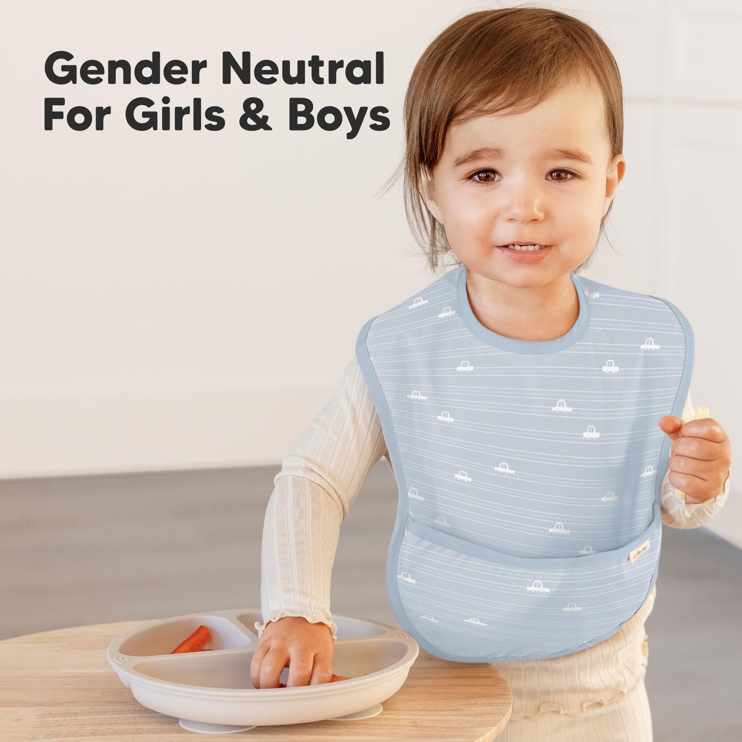 KeaBabies Paquete de 3 baberos impermeables para bebés para comer, baberos livianos para bebés con recogedor de alimentos, baberos para niños pequeños a prueba Buques Talla única