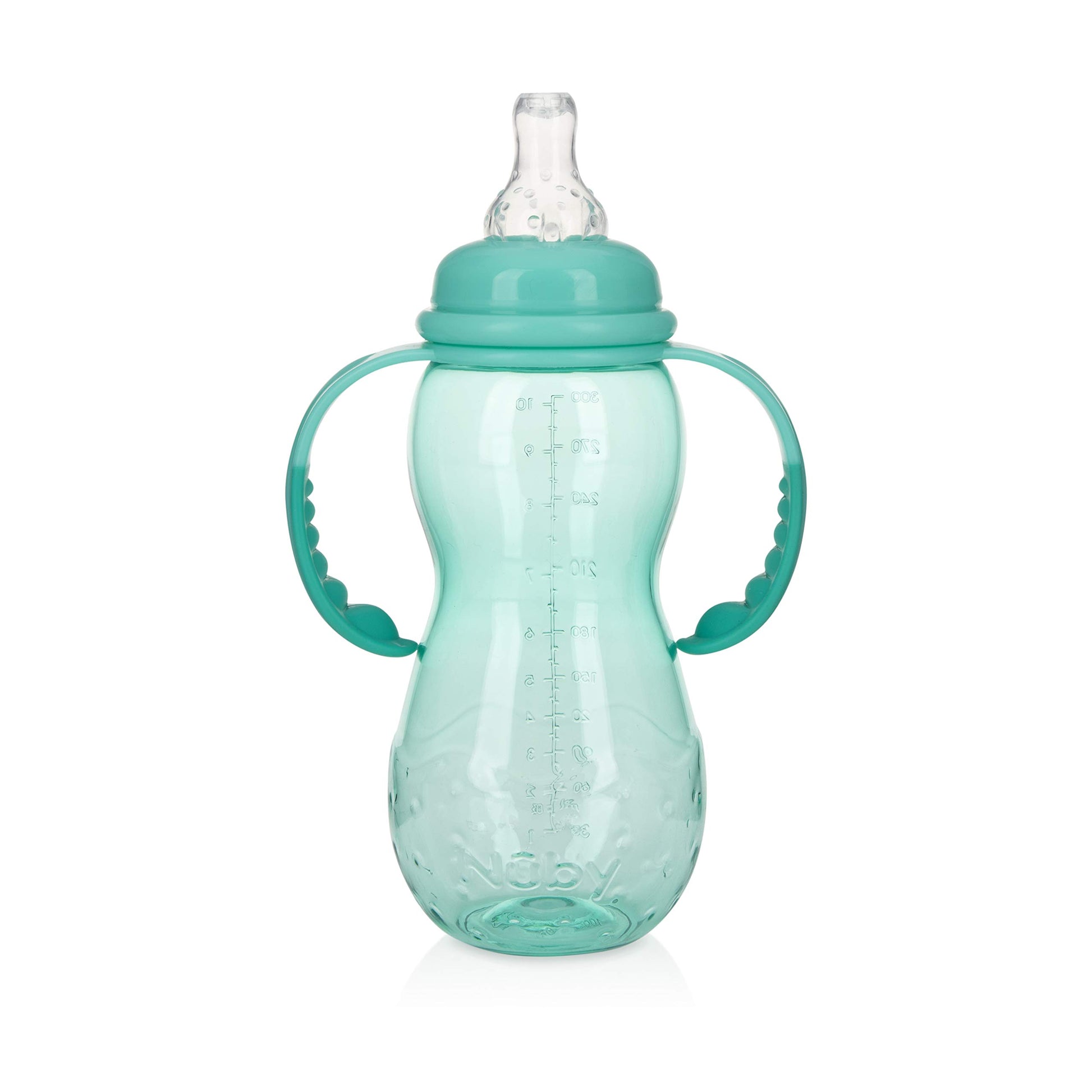 Botella a Taza Nuby Verde Azulado Ultra Durable Tritan sin Derrames 3 Etapas 10 Onzas
