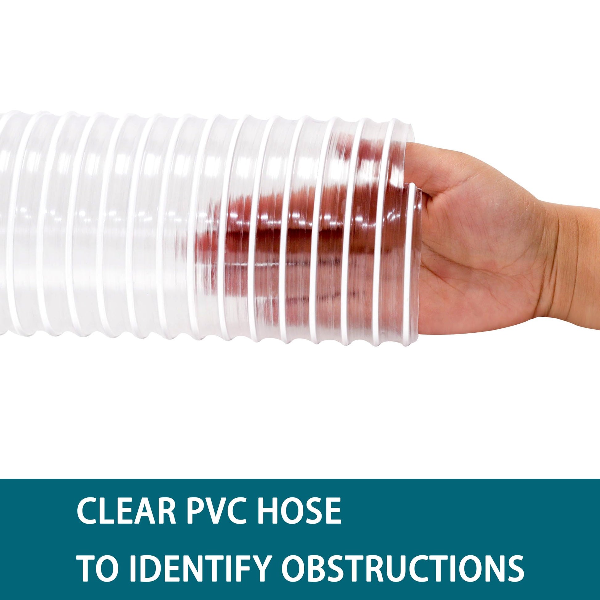 Manguera de recogida de polvo de 4 pulgadas x 10 pies, resistente a las perforaciones, de PVC transparente para recolección de humos de escombros con revestimiento de alambre reforzado con hélice,