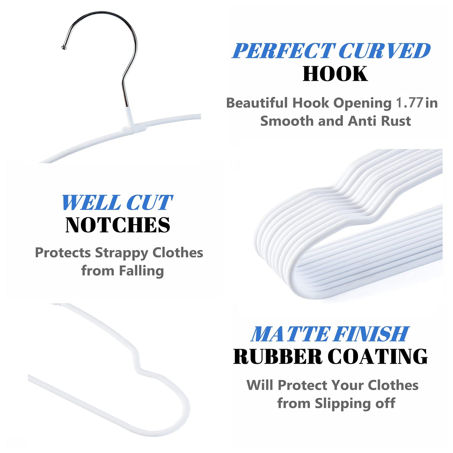 Amber Home - Paquete de 20 perchas para ropa de bebé de 11.8 pulgadas, alambre de metal resistente y bonito revestimiento blanco para niños pequeños, perchas para ropa de camisa, chamarra, pantalones