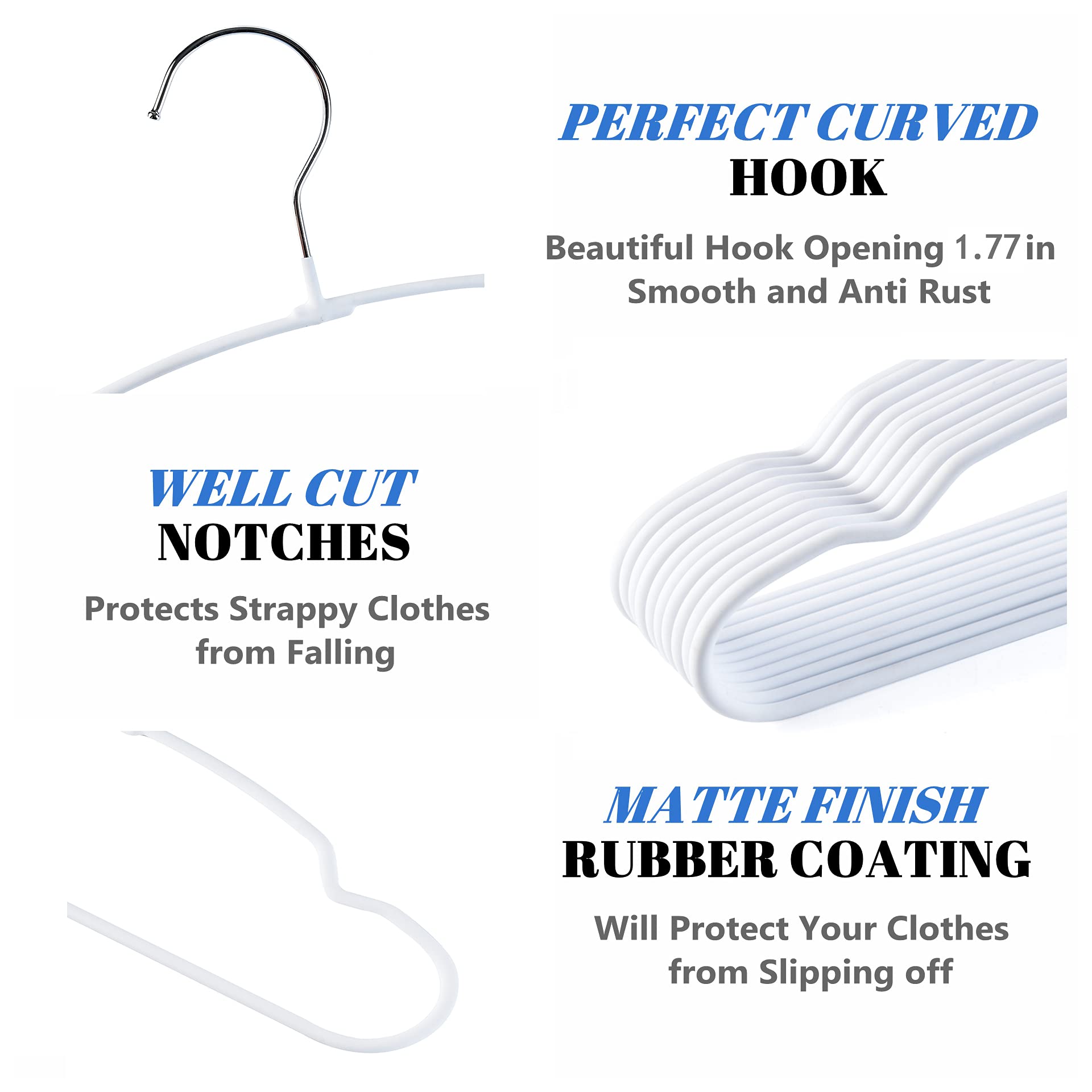 Amber Home - Paquete de 20 perchas para ropa de bebé de 11.8 pulgadas, alambre de metal resistente y bonito revestimiento blanco para niños pequeños, perchas para ropa de camisa, chamarra, pantalones