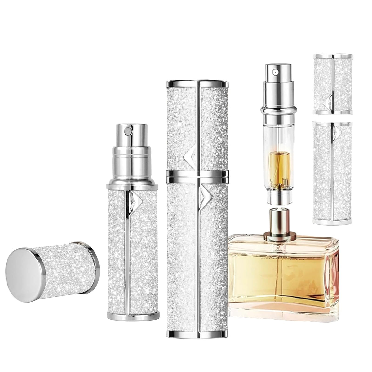 SAWOHO - Atomizador de perfume de viaje, rellenable, botella rellenable, atomizador de perfume de relleno inferior, mini dispensador de colonia, pulverizador de fragancias portátil, contenedor de