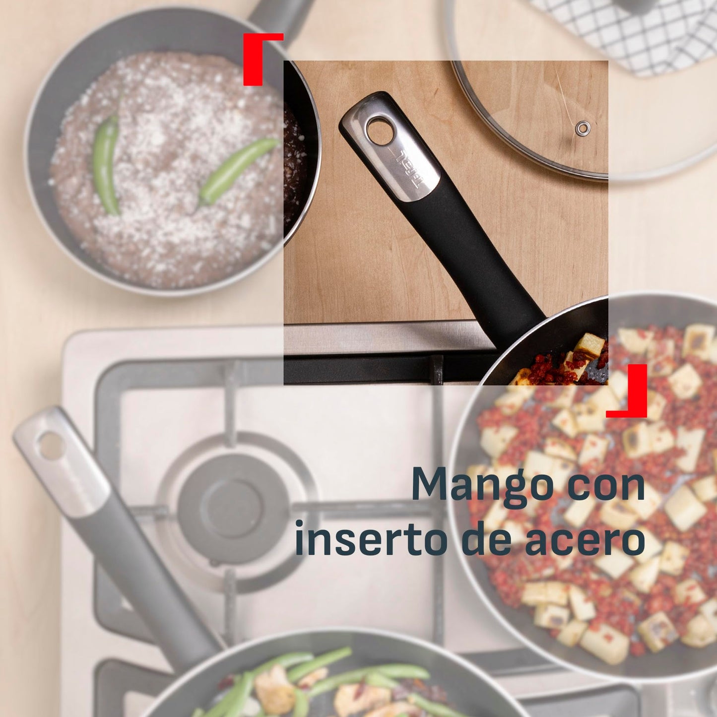 Juego de Sartenes T-fal Negro Hard Titanium Plus con Anti-Adherente Resistente