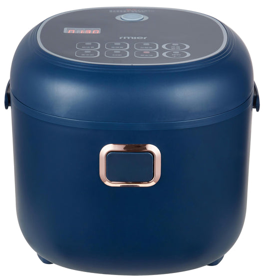 AMIEROUS Mini olla de arroz portátil de viaje, 2 l para coche/camión/hogar, 12 V/24 V/110 V con bandeja de vapor (azul)