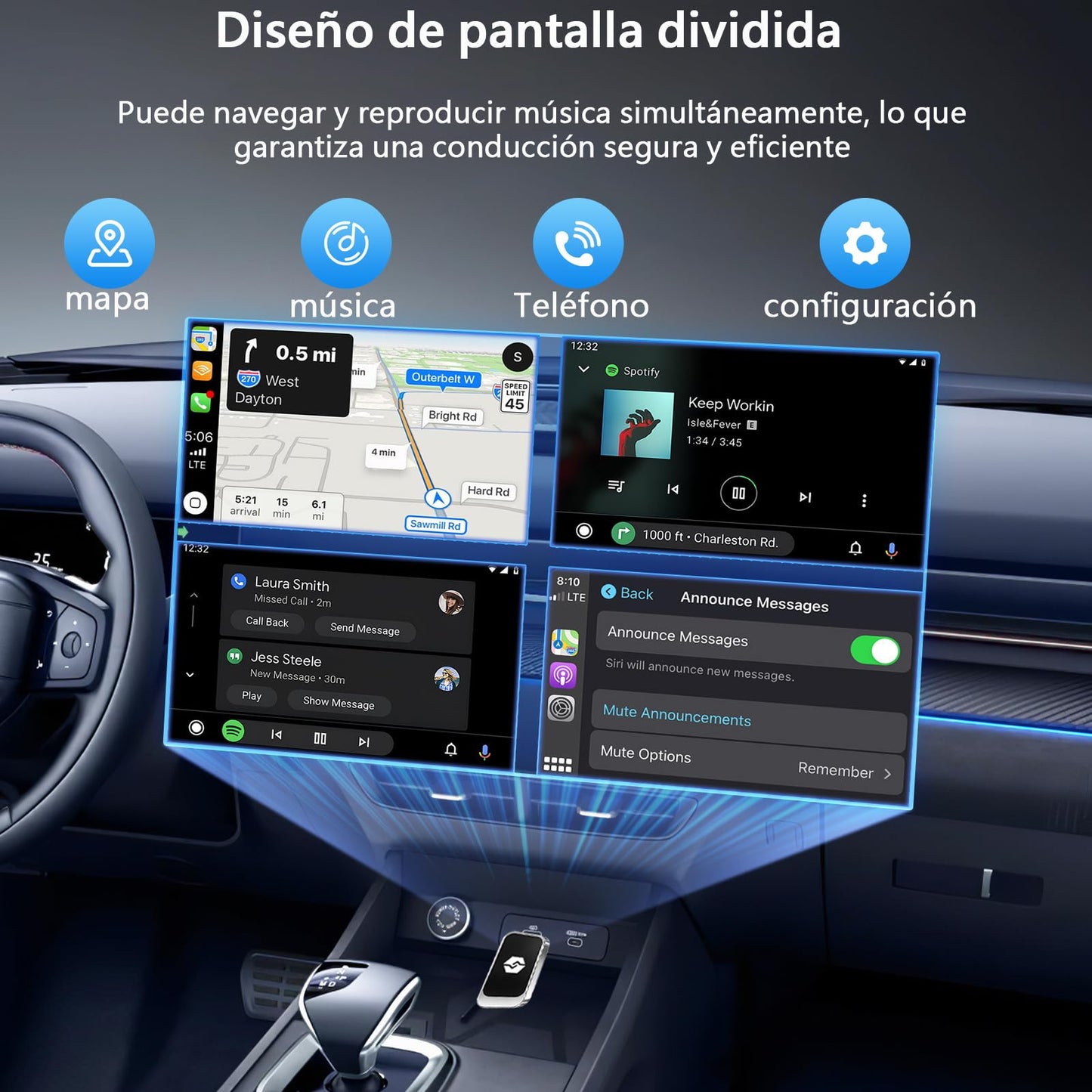 Carplay inalambrico para auto,adaptador carplay inalambrico,Carplay inalámbrico/Android Auto 2 en 1,Convertir carplay con cable en carplay inalámbrico,Plug and play,onexión automática,baja latencia