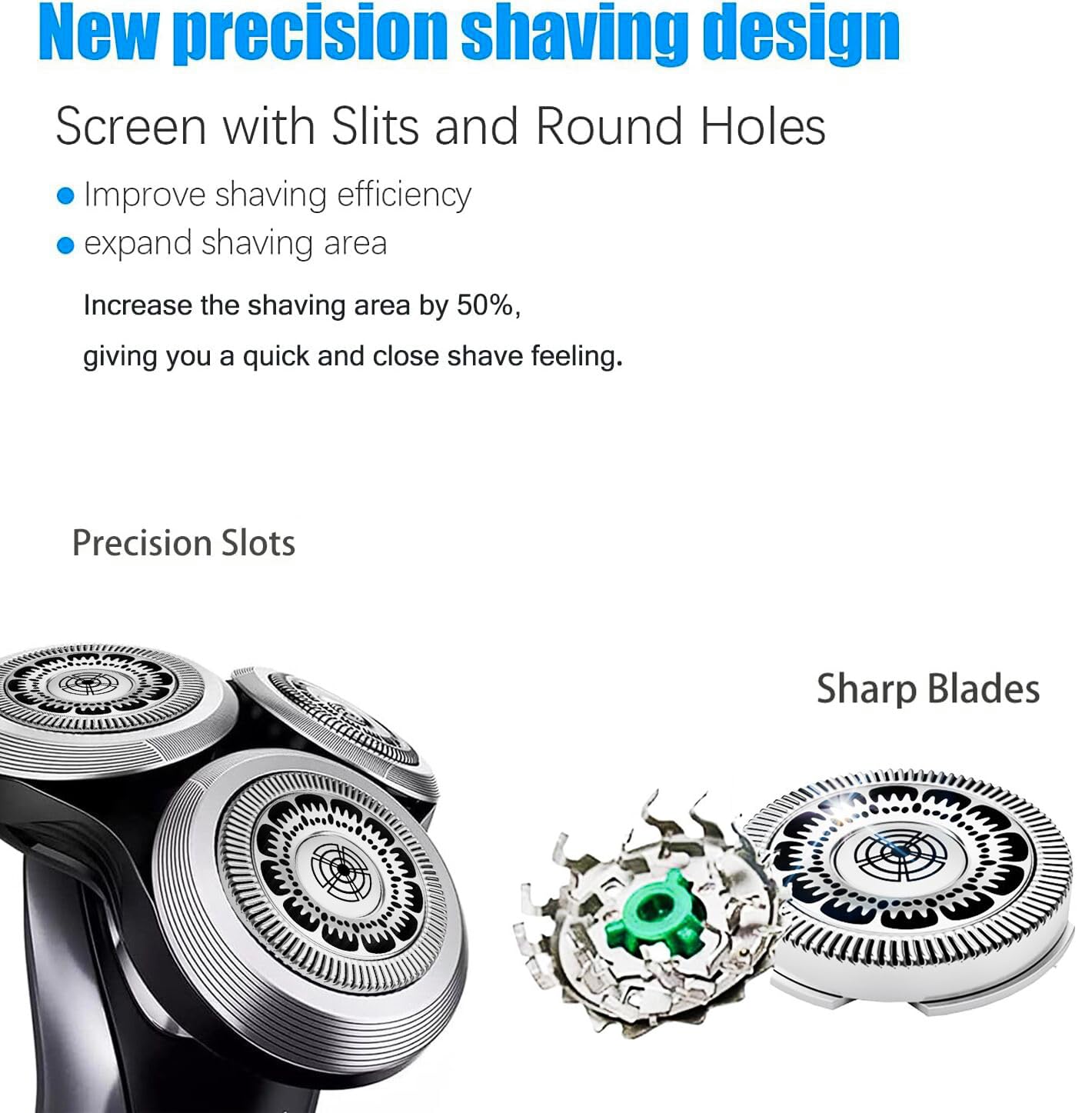 Cabezales de Repuesto SH60 Compatibles con Philips Norelco Serie 6000，Cuchillas Afiladas Y Duraderas（6pcs）