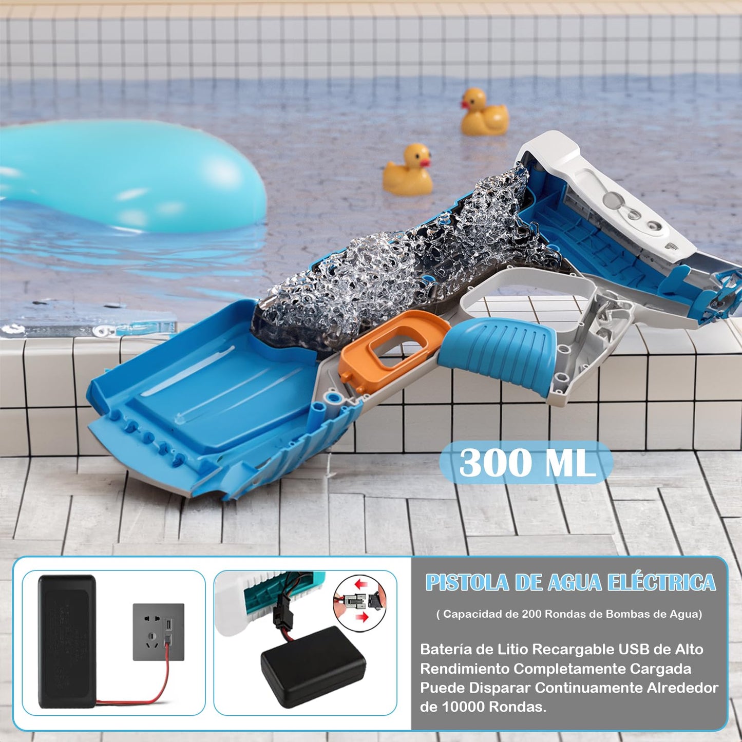 Pistola de Agua Eléctrica SIJEW Azul con Succión Automática para Niños y Adultos