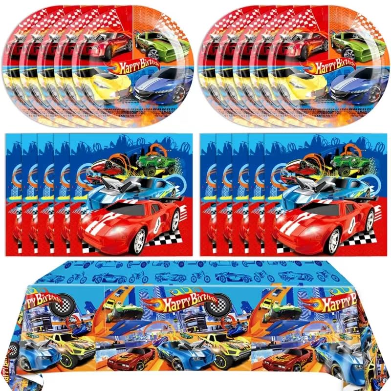 Suministros de Fiesta de Cumpleaños para Niños Temática de Coches Vajilla Desechable 41 Piezas