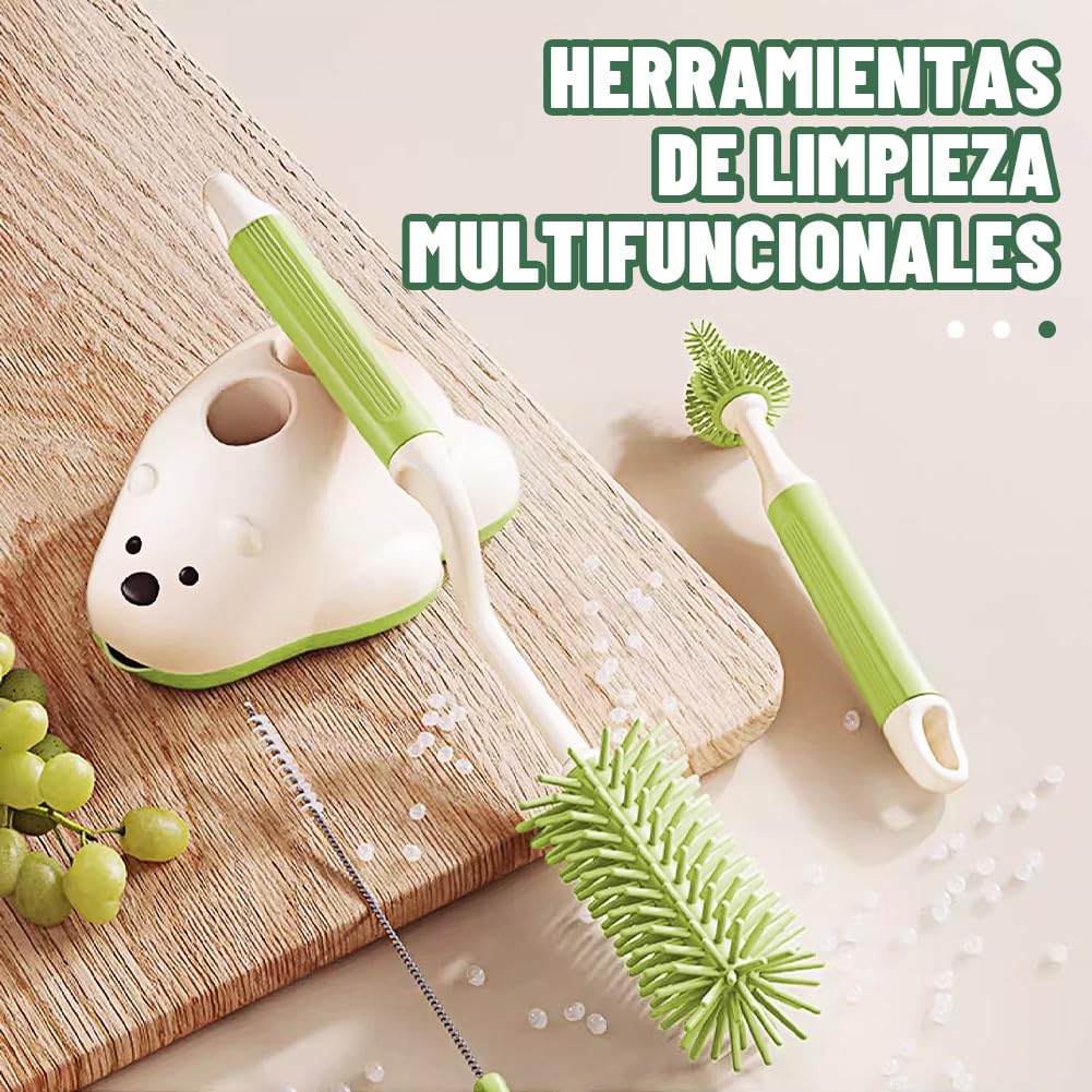EDWINAYY Juego de Cepillo para Biberones, 4 EN 1 Multifunción, Verde
