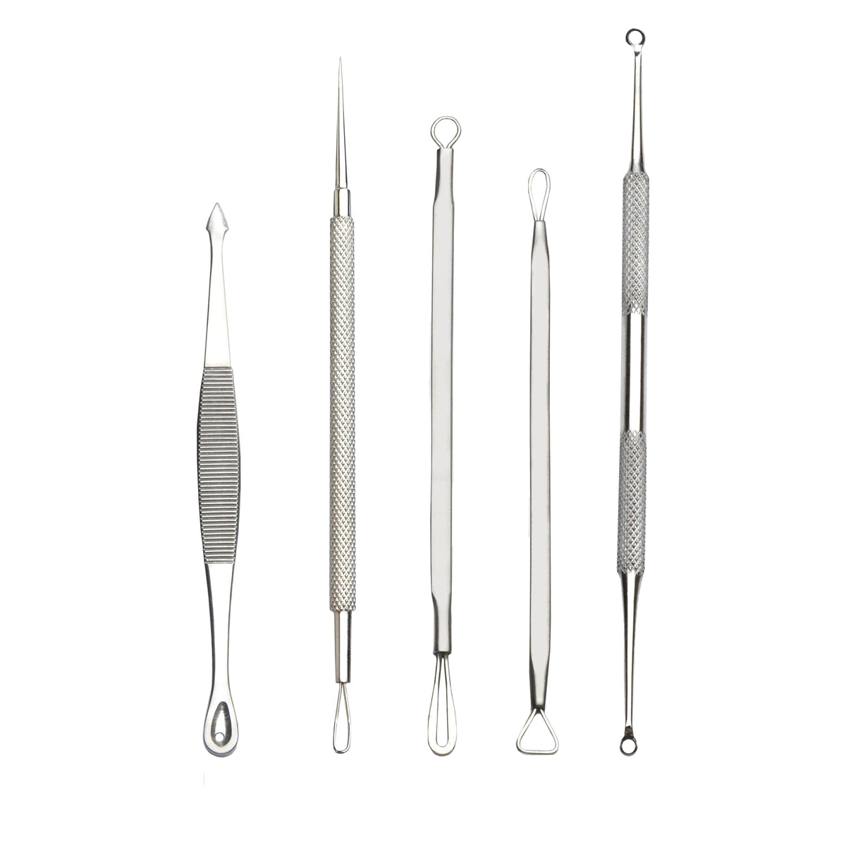 Stelone Kit de Extracción de Espinillas - Herramientas Profesionales para Puntos Negros Y Acné En Rostro Y Cuerpo - Set de Extracción de Comedones de Acero Inoxidable con Estuche
