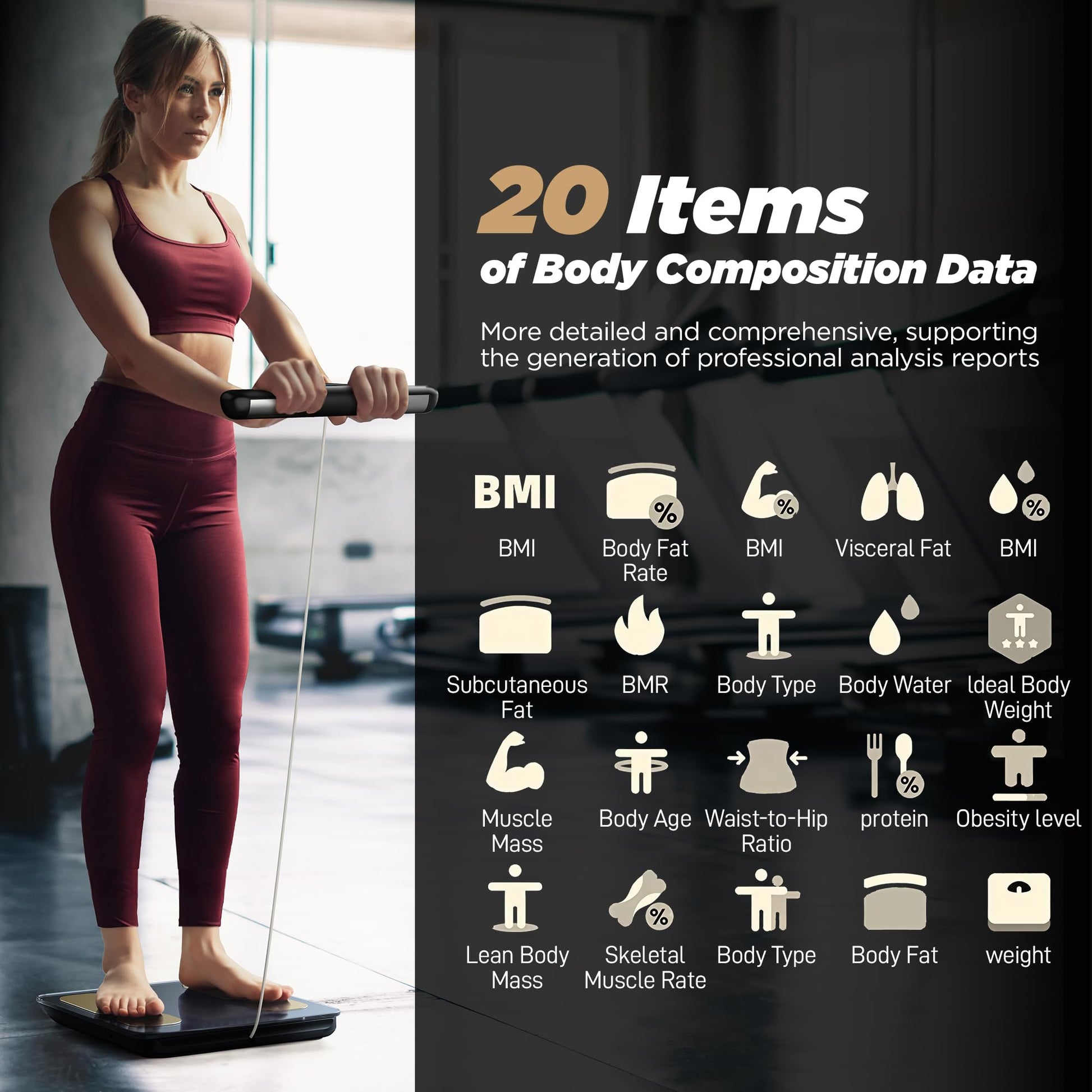 Báscula Digital Runstar IMC 20 Alta Precisión Blanca con 8 Electrodos para Medición Corporal