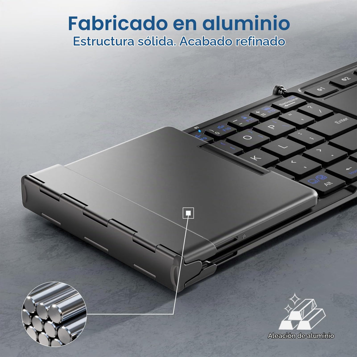 Teclado Plegable iClever Negro Inalámbrico con Touchpad y Conexión Múltiple