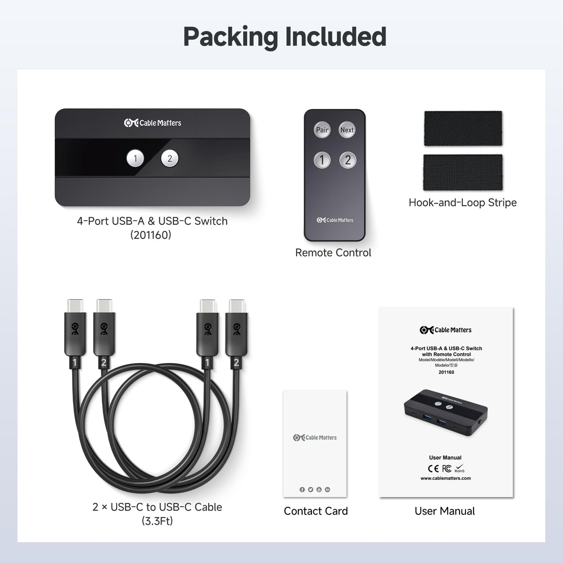 Cable Matters - Interruptor USB A/USB C de 4 puertos de 10 Gbps para 2 computadoras con control remoto