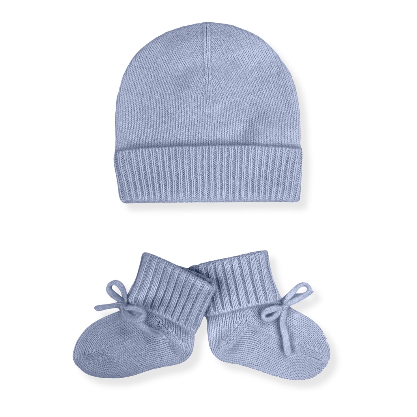Jet&Bo BABY - Juego de gorro y botines 100% cachemir para bebé, color azul, tamaño 0-6 meses, suave, acogedor e hipoalergénico, caja de regalo y tarjeta incluida