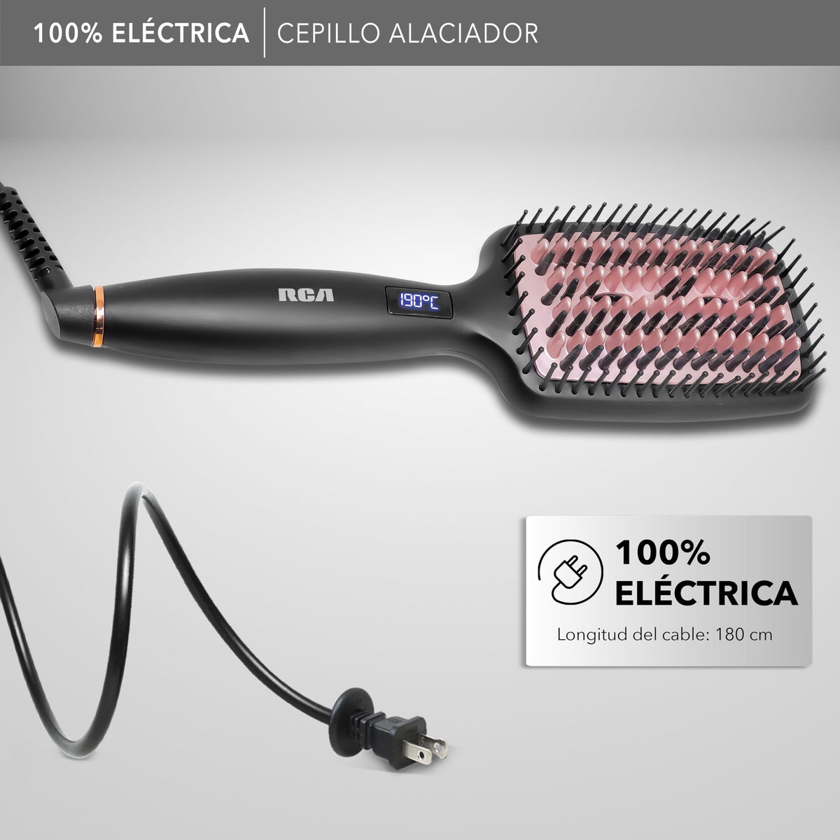 Cepillo Alaciador RCA Cerámica con Cerdas de Silicona y Nylon Profesional