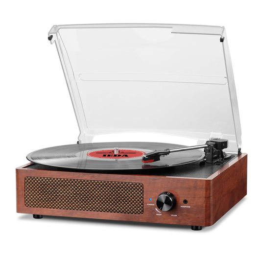 Kedok Tocadiscos de Vinilo Bluetooth con Altavoces y Tocadiscos para Discos de Vinilo, 3 velocidades, accionado por Correa, Tocadiscos de Vinilo para Entretenimiento AUX en Salida RCA