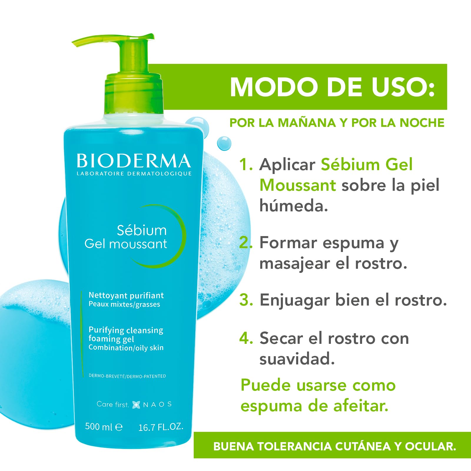 Bioderma | Sébium Gel Moussant Limpia Y Purifica, 500 Ml | Gel limpiador facial. Menos imperfecciones, menos grasa. Limpia y purifica suavemente. Piel mixta a grasa. Ideal para adultos y adolescentes. Sin resecar. Piel purificada 100%. Disminuye las lesio
