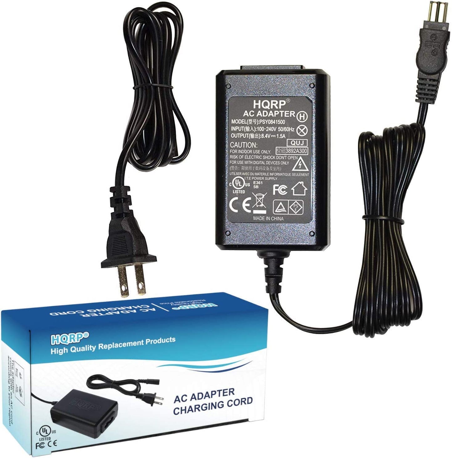 HQRP Cargador Adaptador AC de 8.4V Compatible con Sony HandyCam AC-L10 AC-L15 AC-L100 CCD-TRV308 CCD-TRV318 CCD-TRV328 CCD-TRV338 DCR-TRV6 DCR-VX2100 HDR-HC1 CCD-TRV37 Videocámara AC-L10A ACL10B