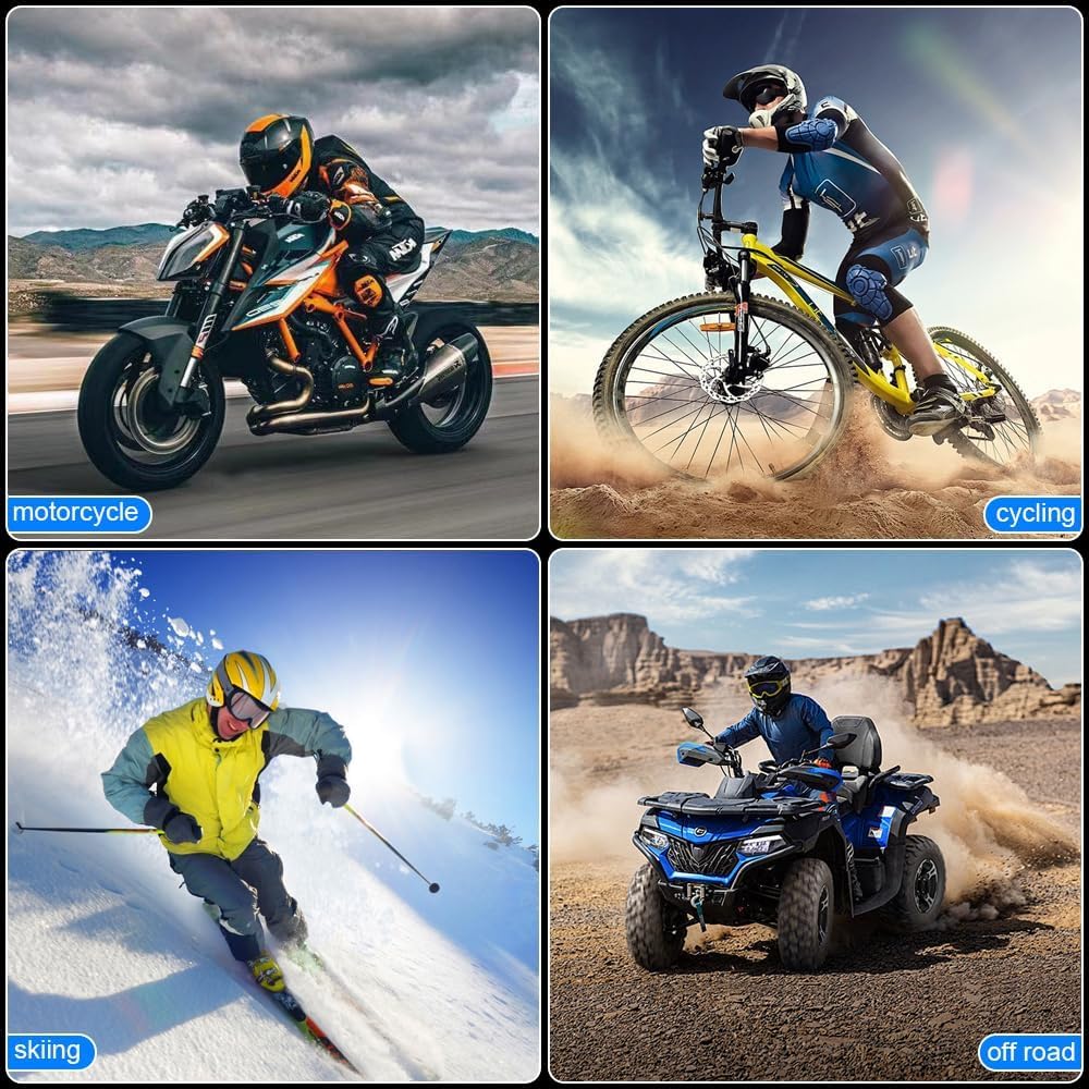 OBEST Auricular Bluetooth para Motocicleta, Altavoz Bluetooth para Casco con Pantalla LED, Impermeable Auriculares Bluetooth inalámbricos para Esquiar, 1900mAh, Micrófono Integrado para Llamadas