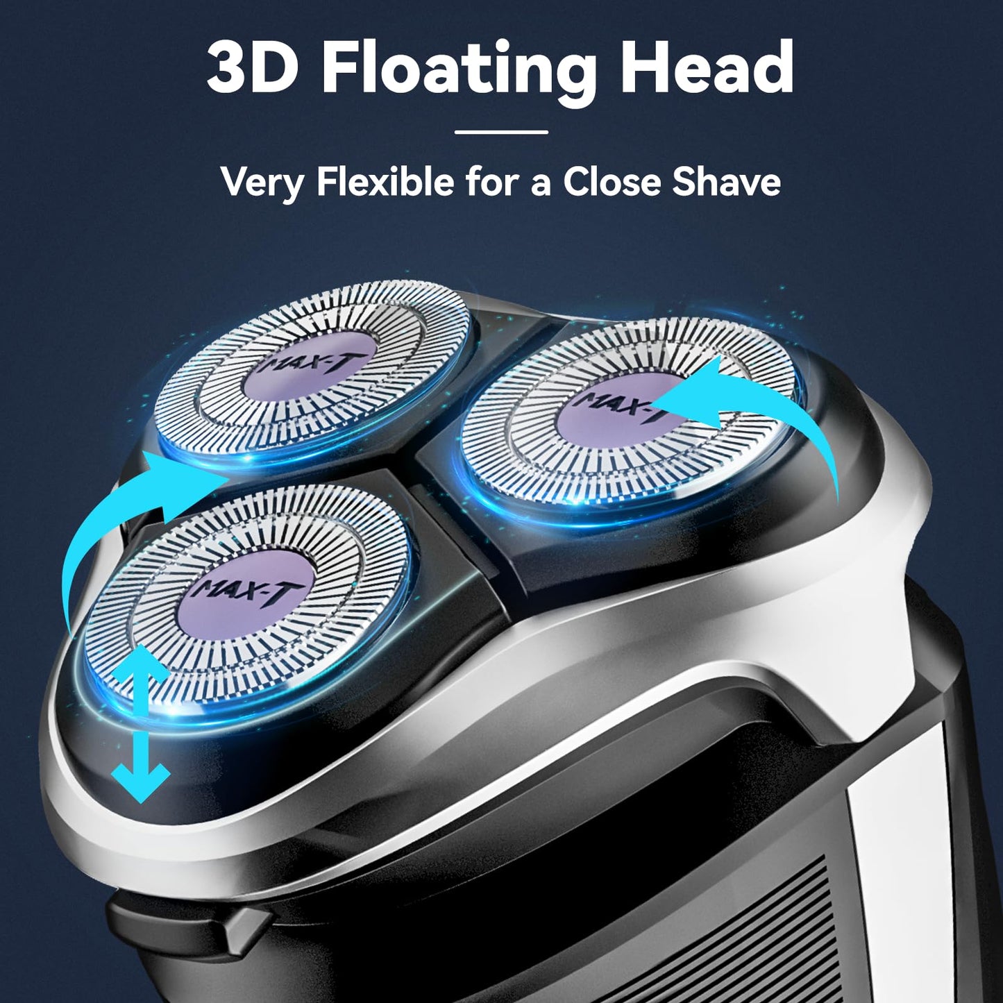 Max-Tcare Men's Electric Shaver - 3D Rotary Shaver Electric Razor for Men with Pop-up Beard Trimmer Wet and Dry Corded and Cordless Painless Rechargeable