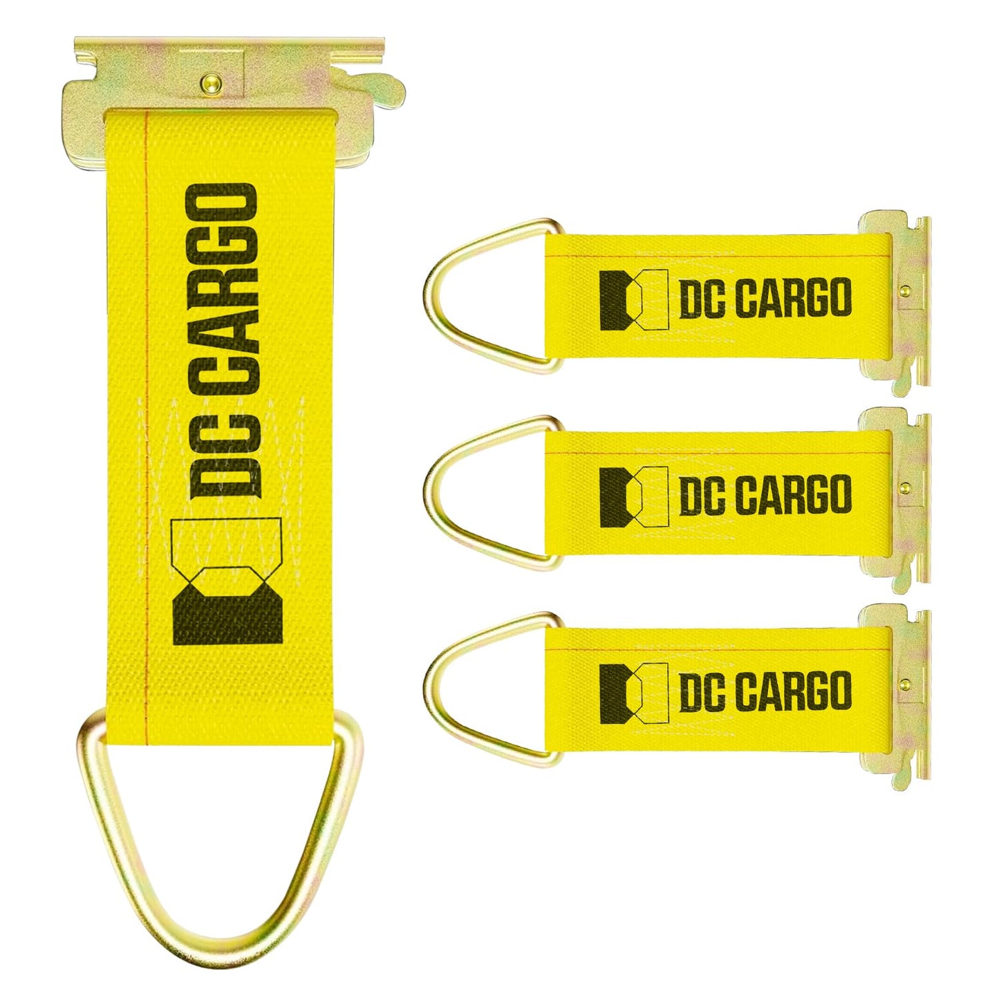 4 amarres de cuerda E-Track para carga, accesorios de camión con accesorios de resorte Etrack para amarre de carga en pastillas, camiones, furgonetas, remolques, 2 x 6 pulgadas, amarillos E Track (4)