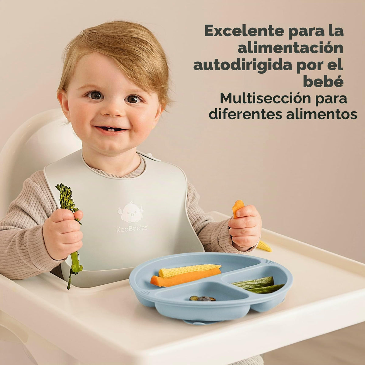 KeaBabies - Placas de succión con tapas para bebé, 3 unidades, silicona sin