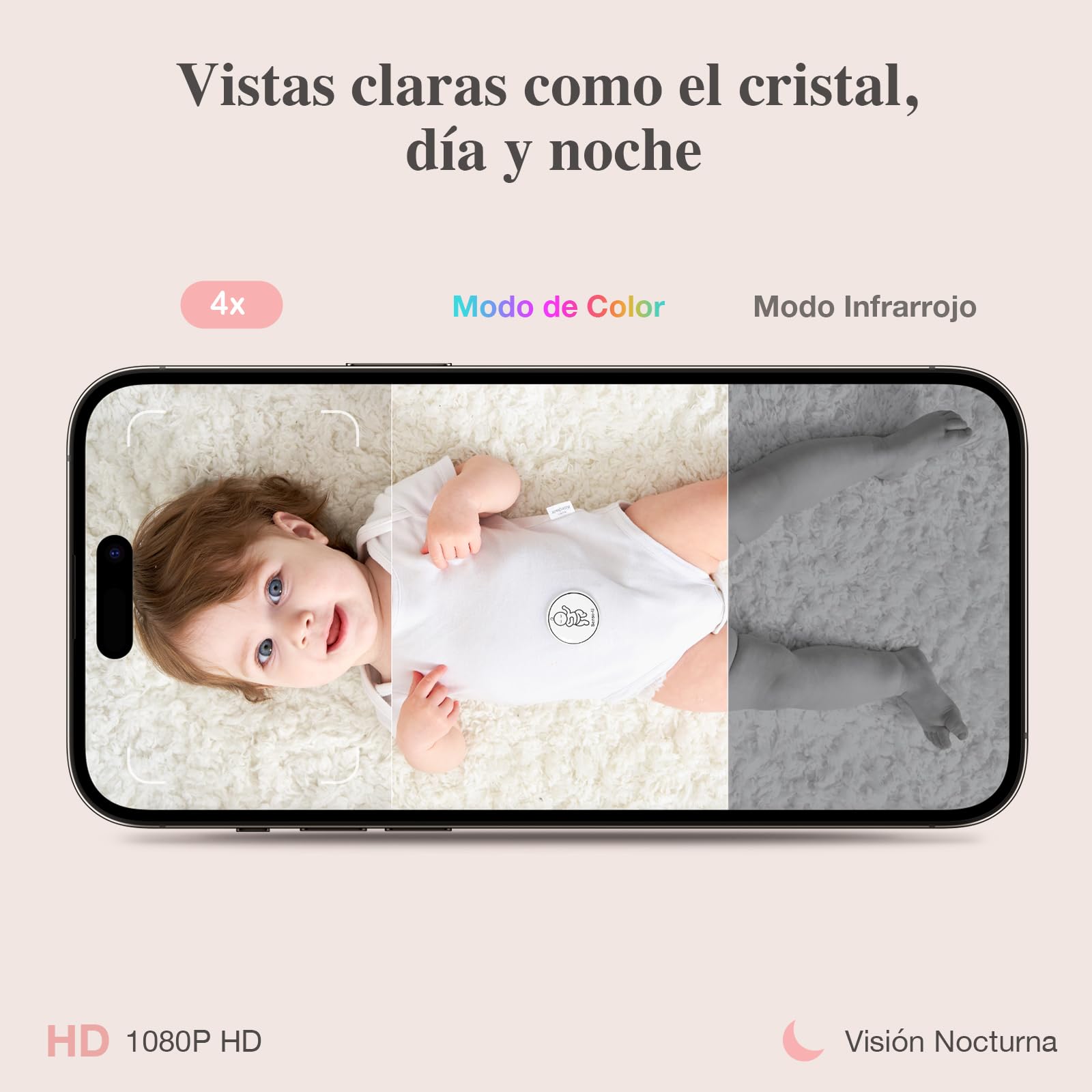 Monitor Inteligente para Bebés Sense-U Sin Sensor Blanco con Detección de Sonido